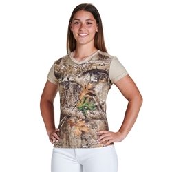 Juice V-Neck Cap Sleeve Fitted T-Shirt with RealTree® Pattern (G,W)